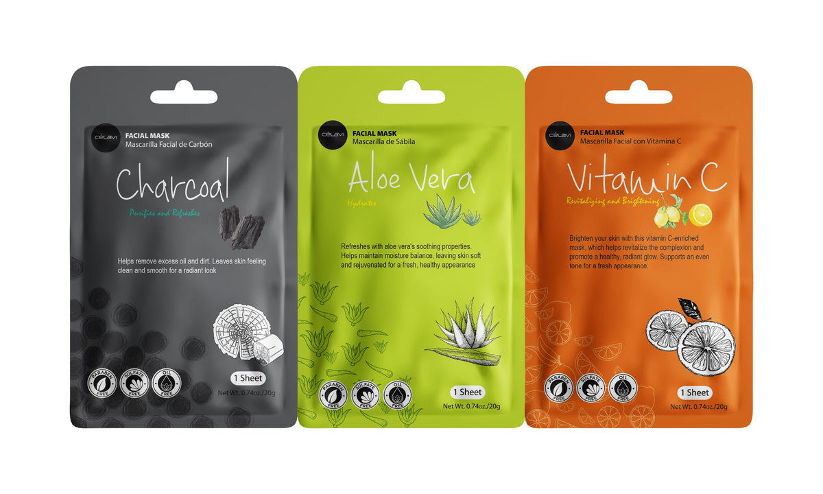 Celavi Cosmetics masks styled on bathroom shelf suggesting daily routine