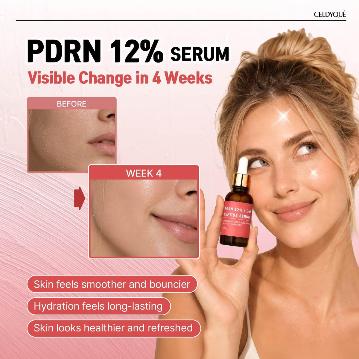 CELDYQUE close-up label highlighting PDRN and peptide blend