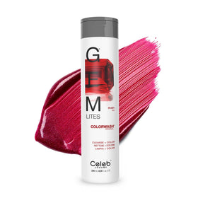 Celeb Luxury bottle front view showing ruby color and packaging benefits