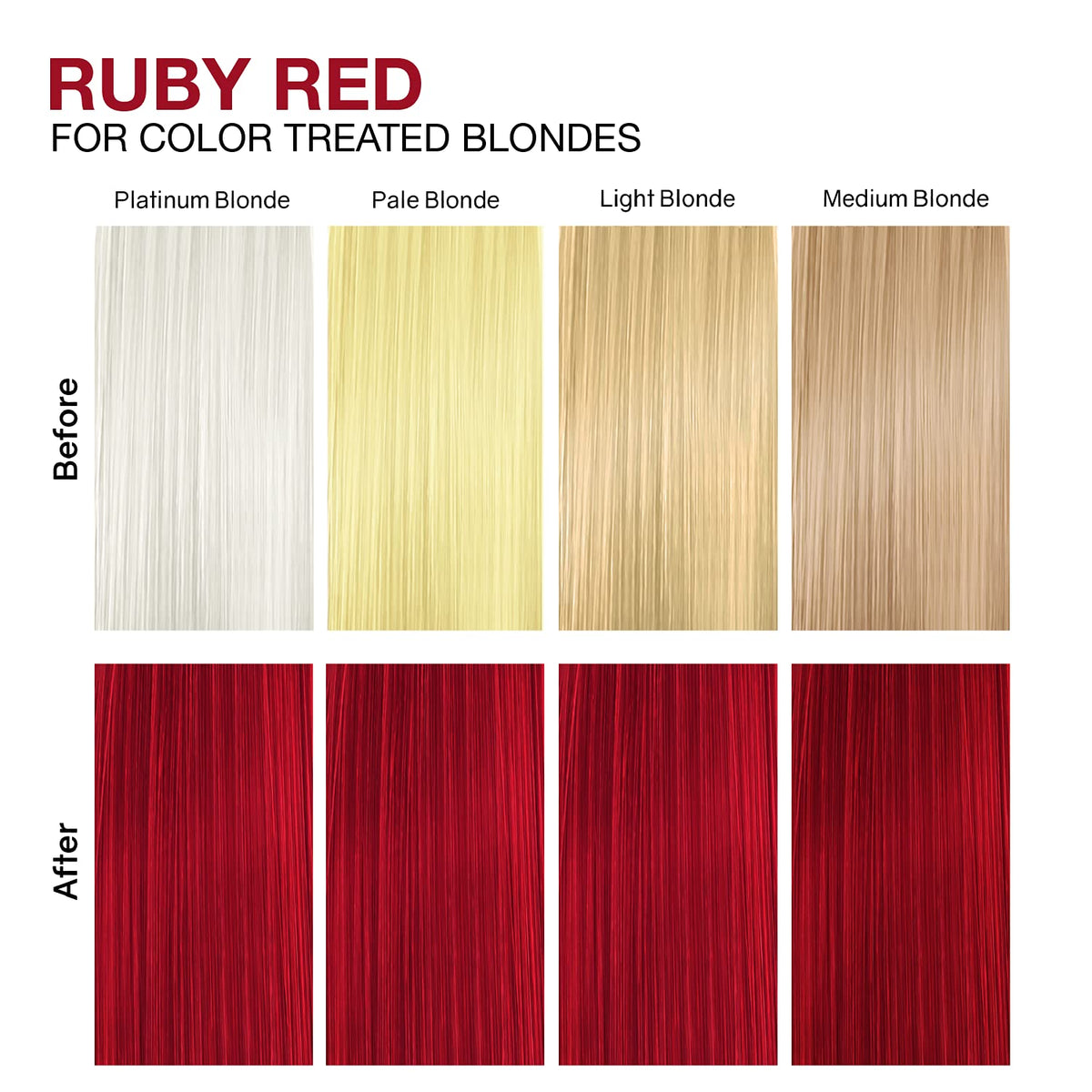 Celeb Luxury before and after hair comparison showing refreshed ruby tone benefit