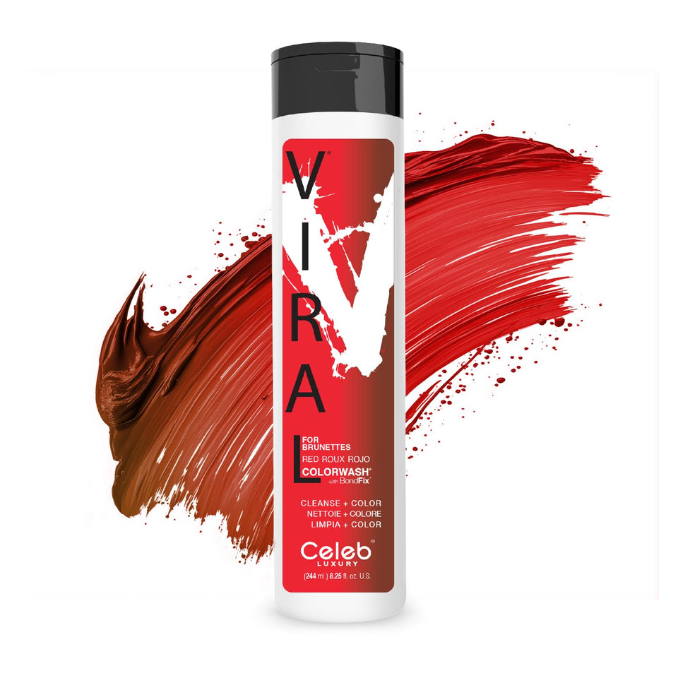 Celeb Luxury front bottle view showing red colorwash and branding for quick identification