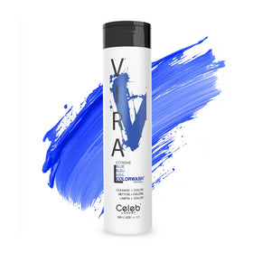 Celeb Luxury front bottle shot showing blue colorwash and clear labeling benefit