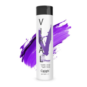 Celeb Luxury front bottle shot showing purple colorwash and label benefits