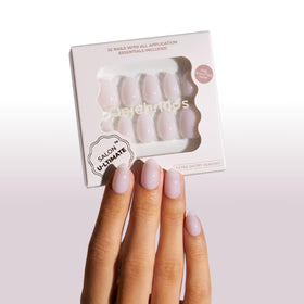 Celebritips front packaging showing ballerina almond nails and kit contents benefits convenience
