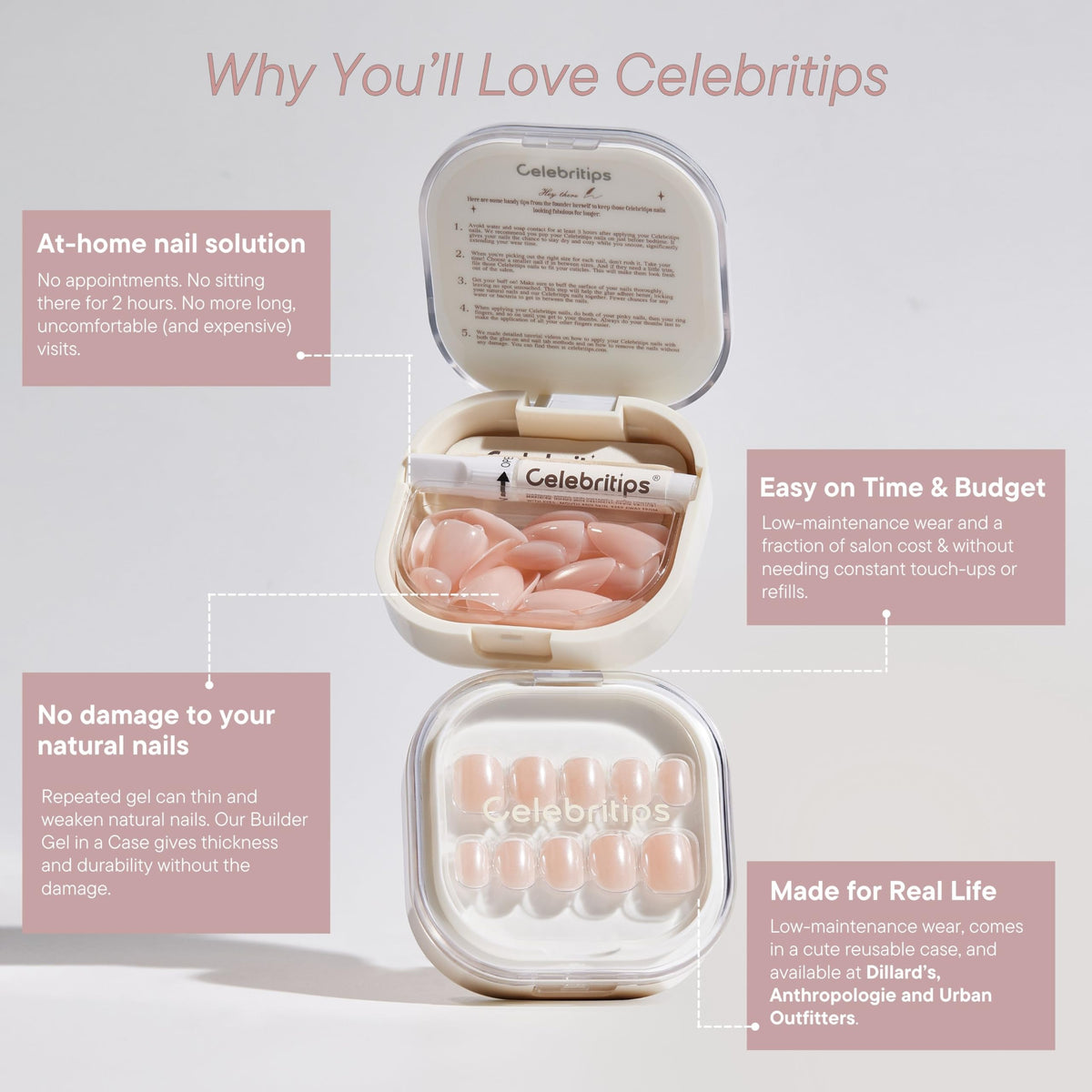 Celebritips nails on model hands lifestyle shot showing natural look and everyday wear