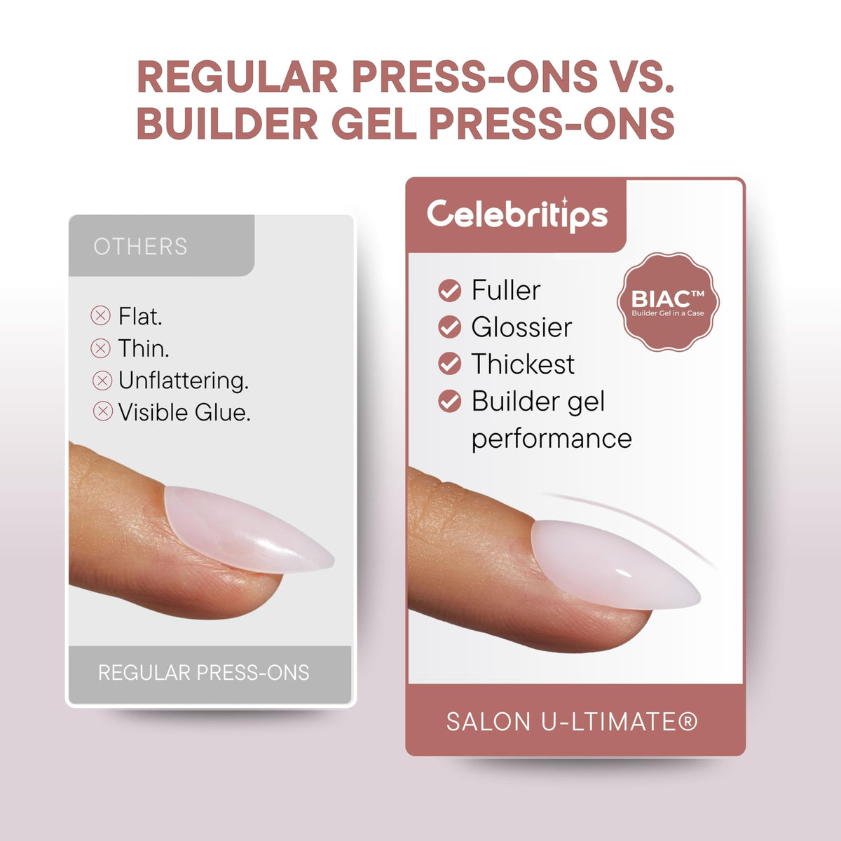 Celebritips texture and gloss close-up showing salon-grade acrylic and smooth finish