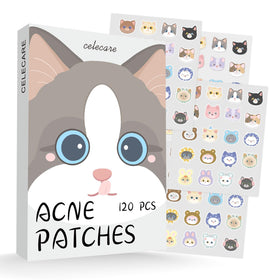 CELECARE front packaging showing 120 cat-shaped acne patches for discreet spot care