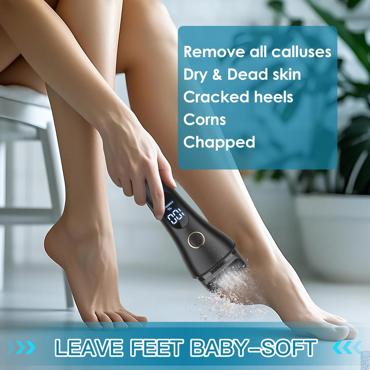 Celepen next to a credit card to show compact scale and portability for travel-friendly foot care