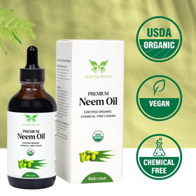 Celestial Psyché neem oil applied to skin near jawline to hydrate dry areas