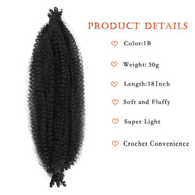 Celie close-up of kinky texture highlighting soft synthetic fibers and comfort