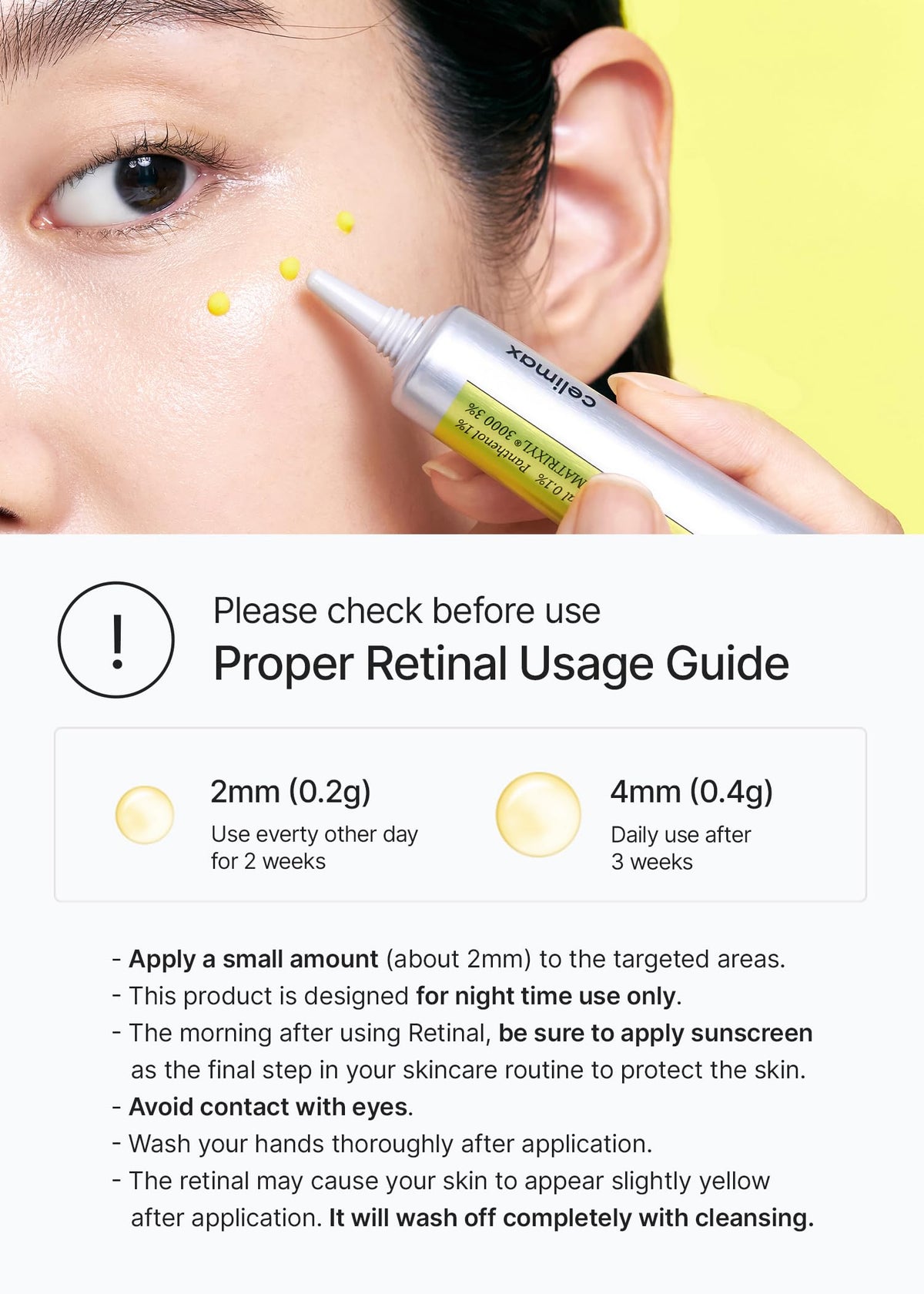celimax applied during nighttime routine on bathroom counter for ease of use