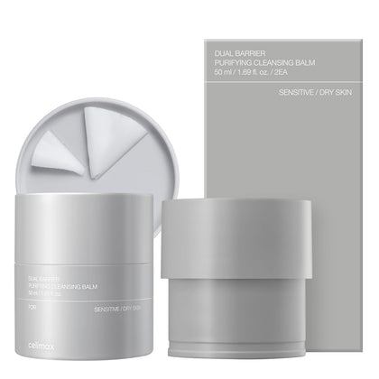 celimax front packaging showing dual barrier balm and refill, clear product benefit