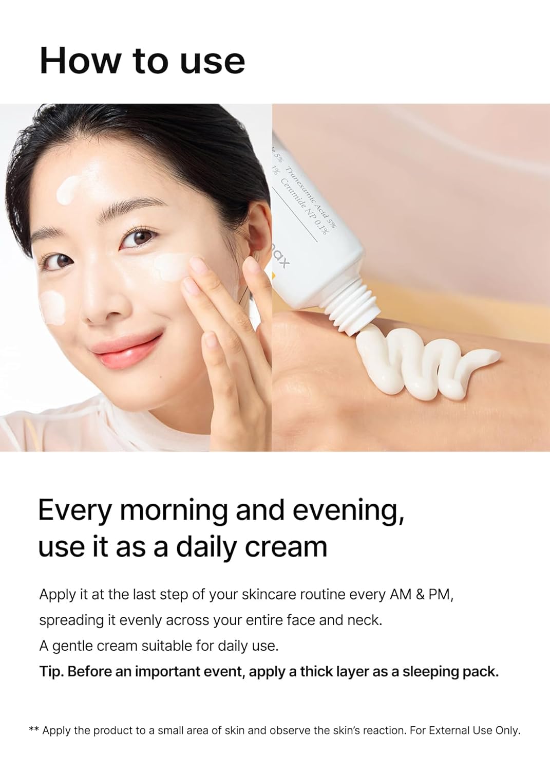 celimax cream in hand demonstrating 35ml size and easy spreadability benefit