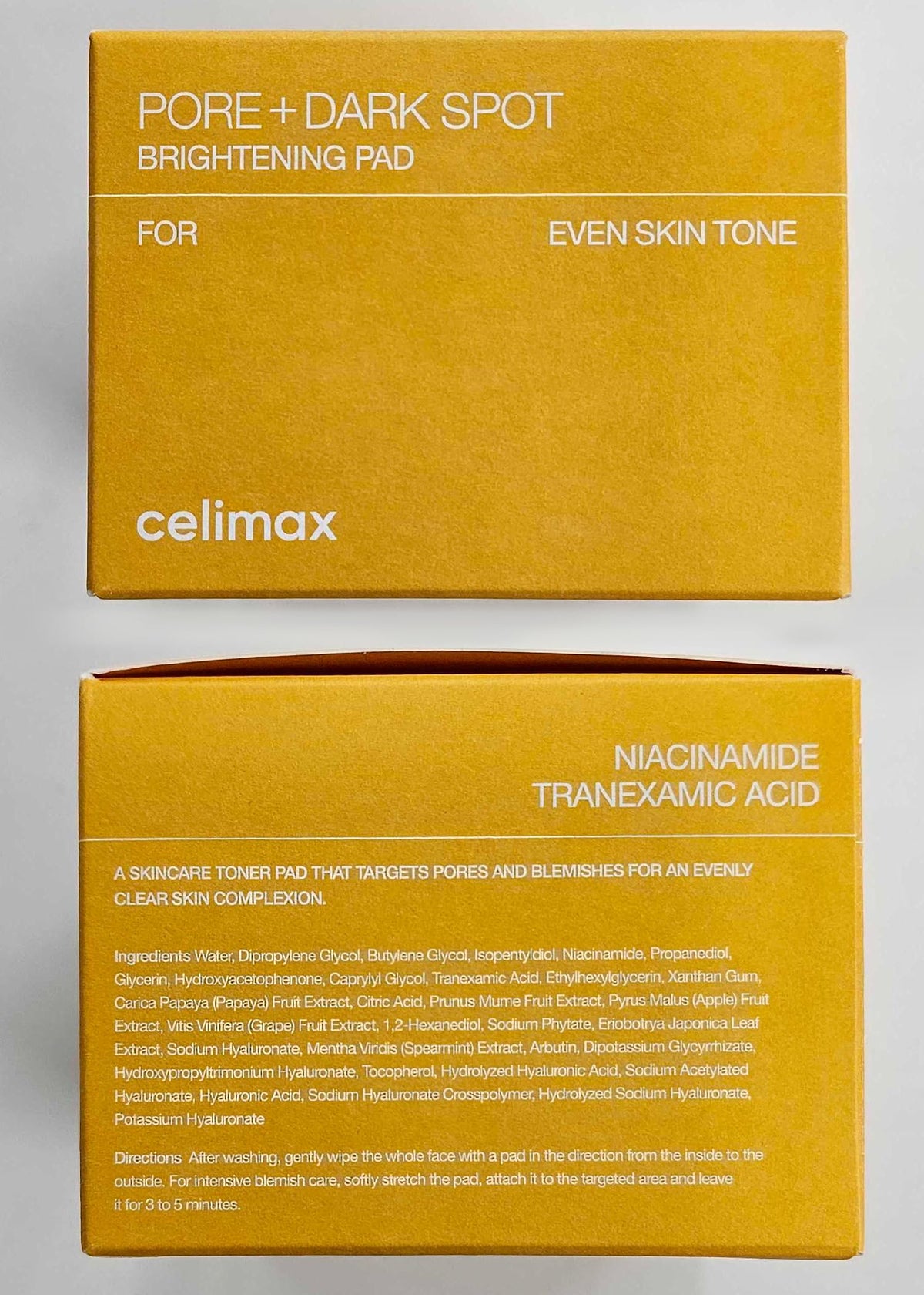 celimax pads on bathroom vanity conveying daily skincare routine