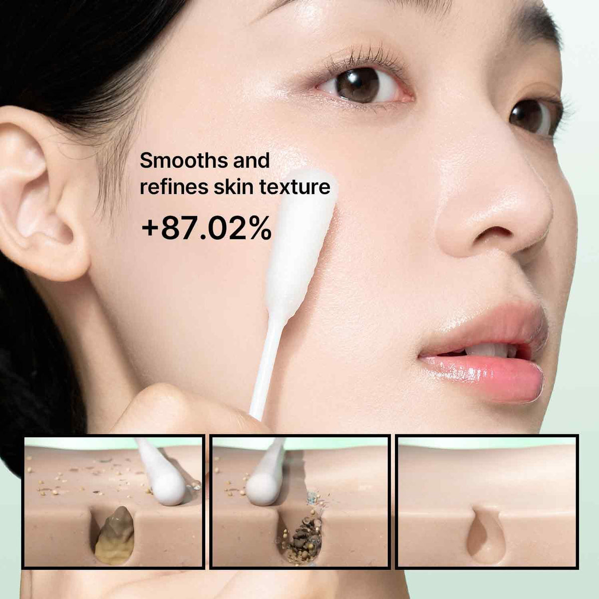 celimax mask applied on skin demonstrating close adhesion and cooling
