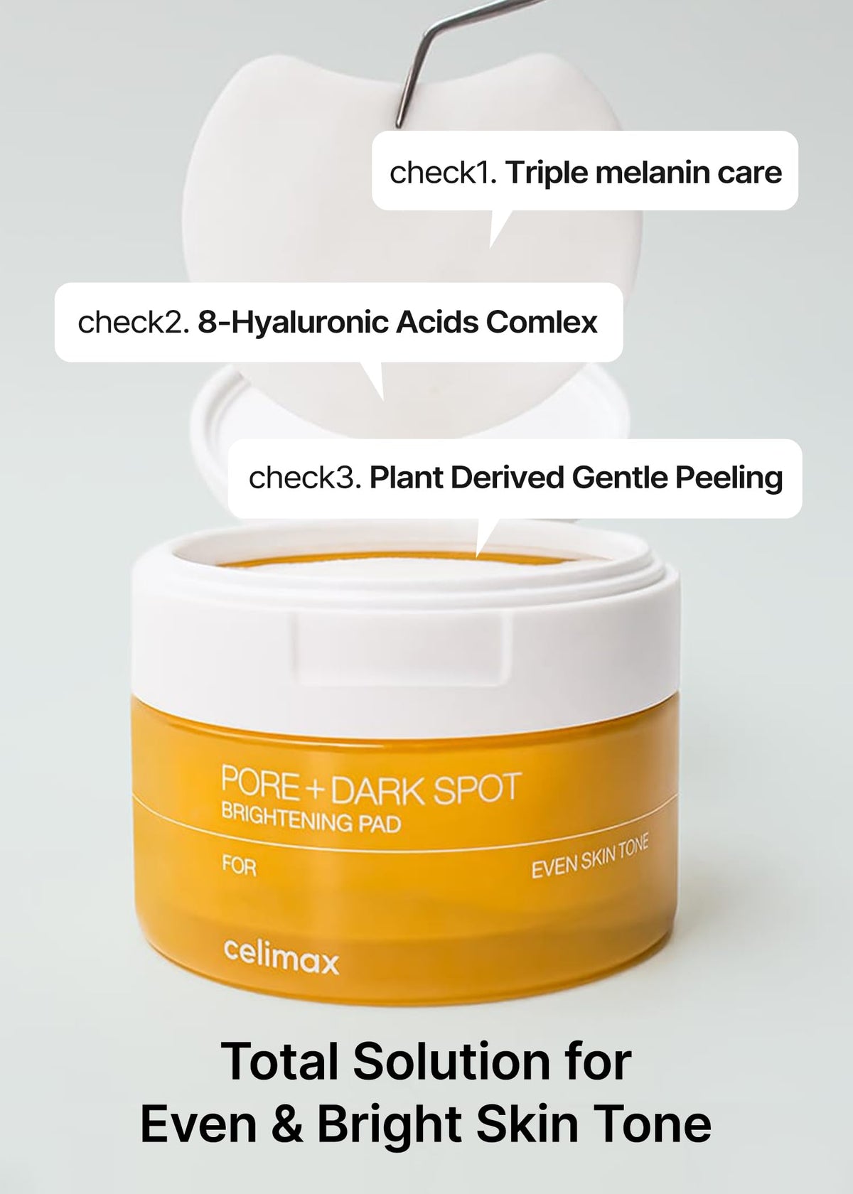 celimax pad applied to cheek demonstrating targeted spot care