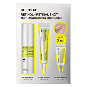 celimax duo front pairing showing both retinol serum and retinal booster for dual-action firming