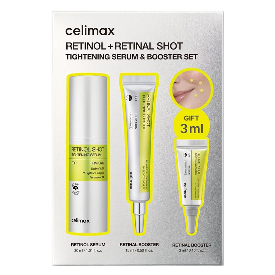 celimax duo front pairing showing both retinol serum and retinal booster for dual-action firming