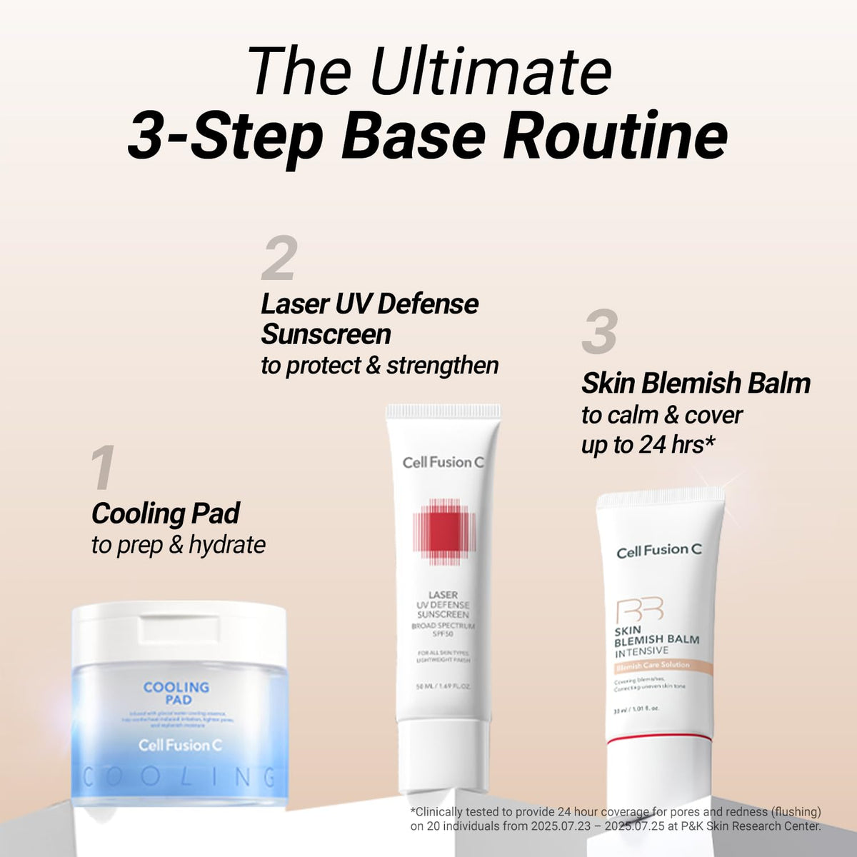 Cell Fusion C placed beside skincare products in bathroom routine for gentle use