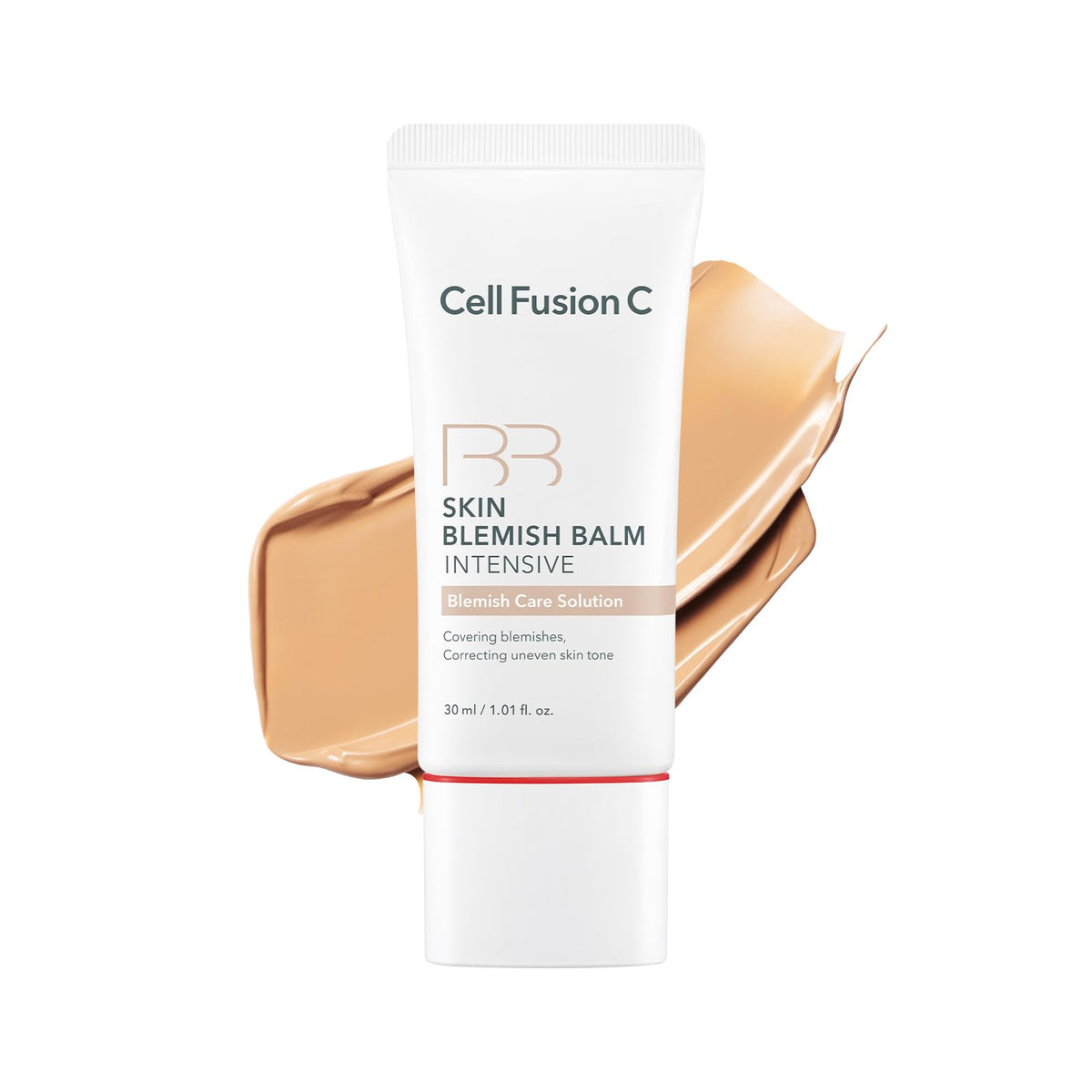 Cell Fusion C front packaging showing sleek BB cream tube and shade information, helps quick selection