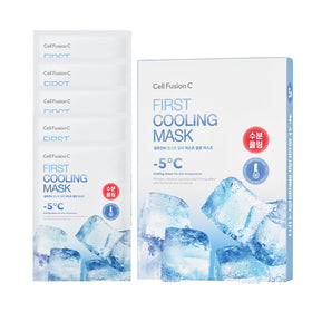 Cell Fusion C front packaging showing five cooling sheet masks and benefits