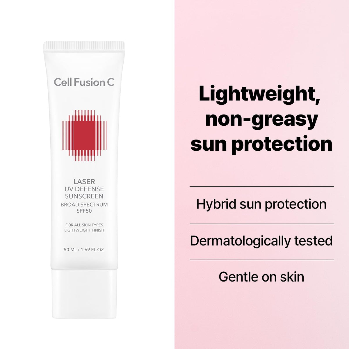 Cell Fusion C spread on skin showing lightweight feel and matte finish