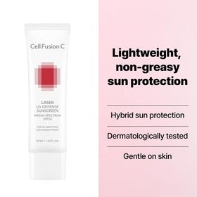 Cell Fusion C spread on skin showing lightweight feel and matte finish