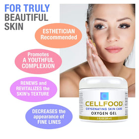 Close-up of ingredients label on Cellfood bottle showing botanical components