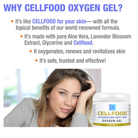 Cellfood gel texture on fingertip demonstrating lightweight, non-greasy hydration