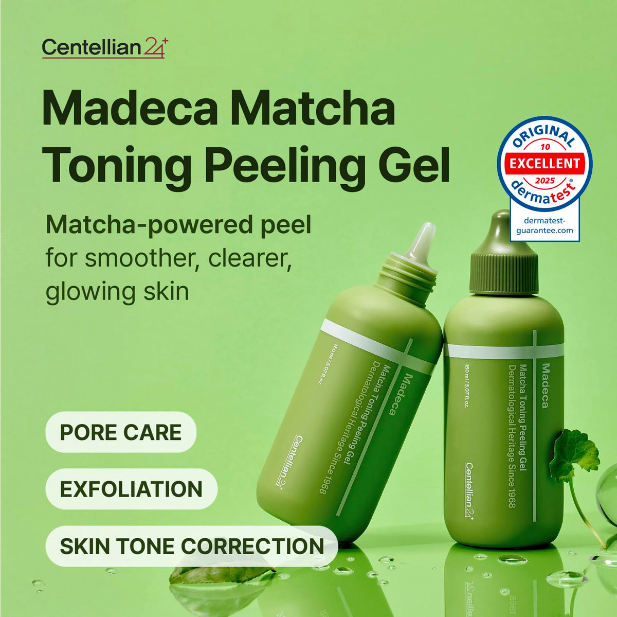CENTELLIAN 24 gel texture closeup with granules, showing mild non‑irritating exfoliation