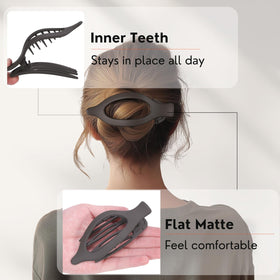 CENTSTAR clip holding hair in half-up style demonstrating secure hold and everyday wear benefit