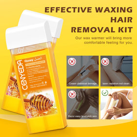 CENYEDA applicator in use on leg demonstrating even roll-on coverage for coarse hair