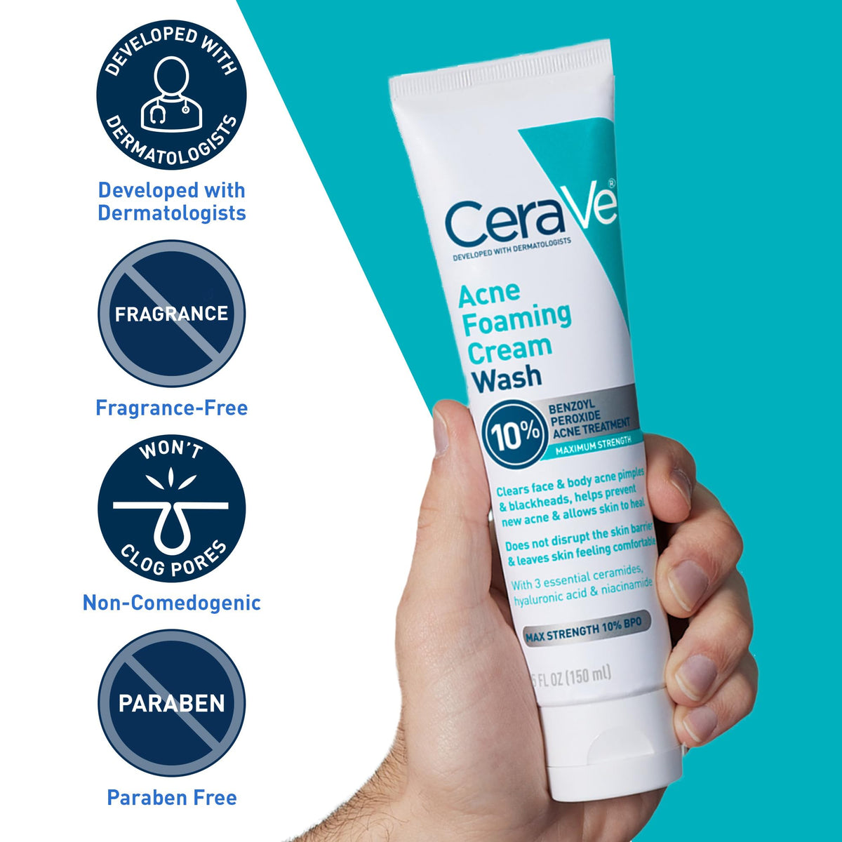 CeraVe applied to face showing targeted acne treatment in use