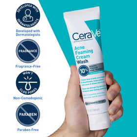 CeraVe applied to face showing targeted acne treatment in use