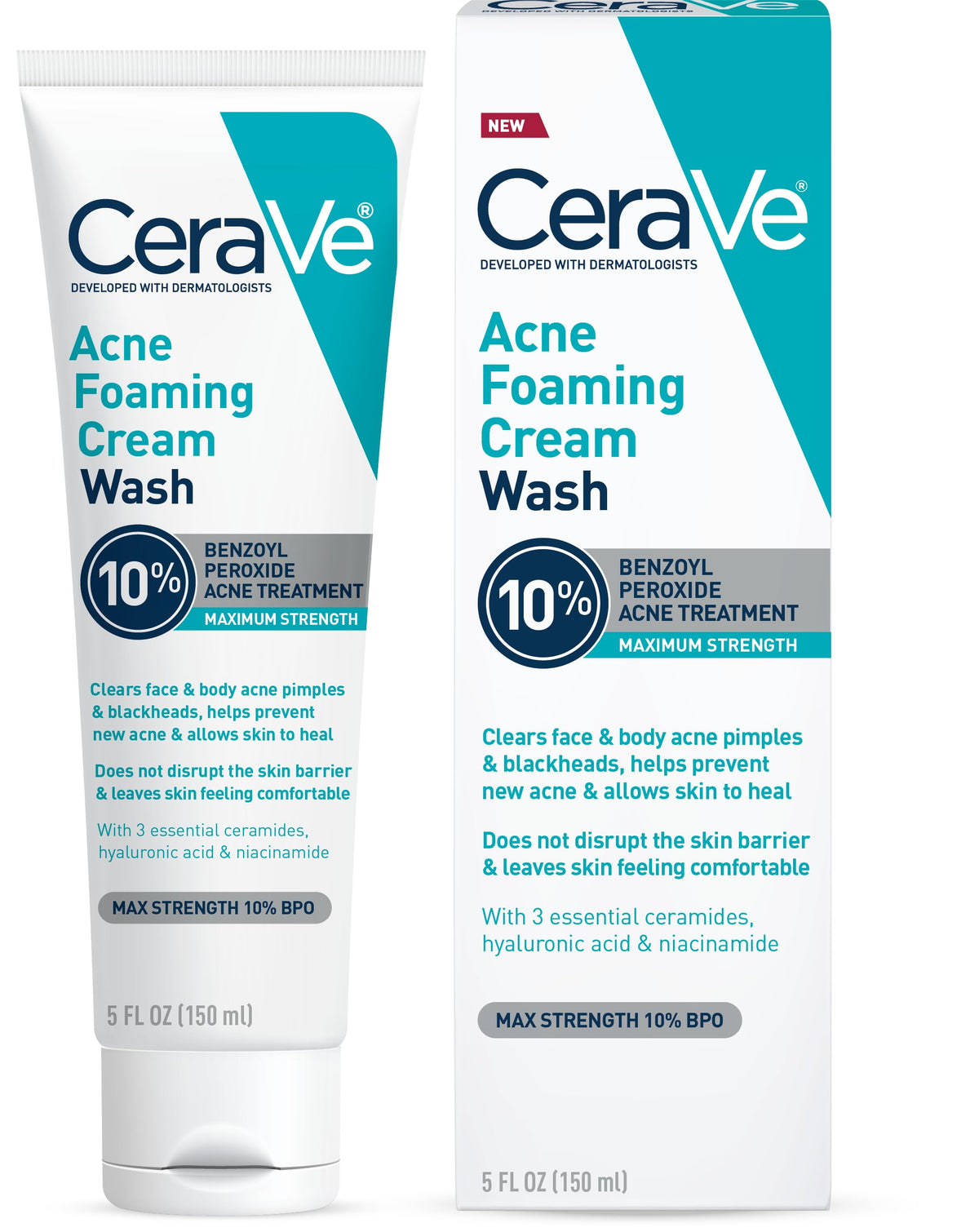 CeraVe product front packaging showing clear acne wash and benefits