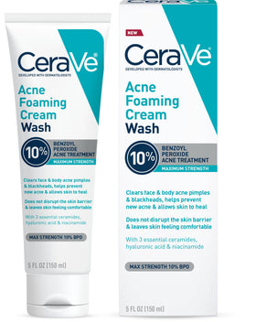 CeraVe product front packaging showing clear acne wash and benefits