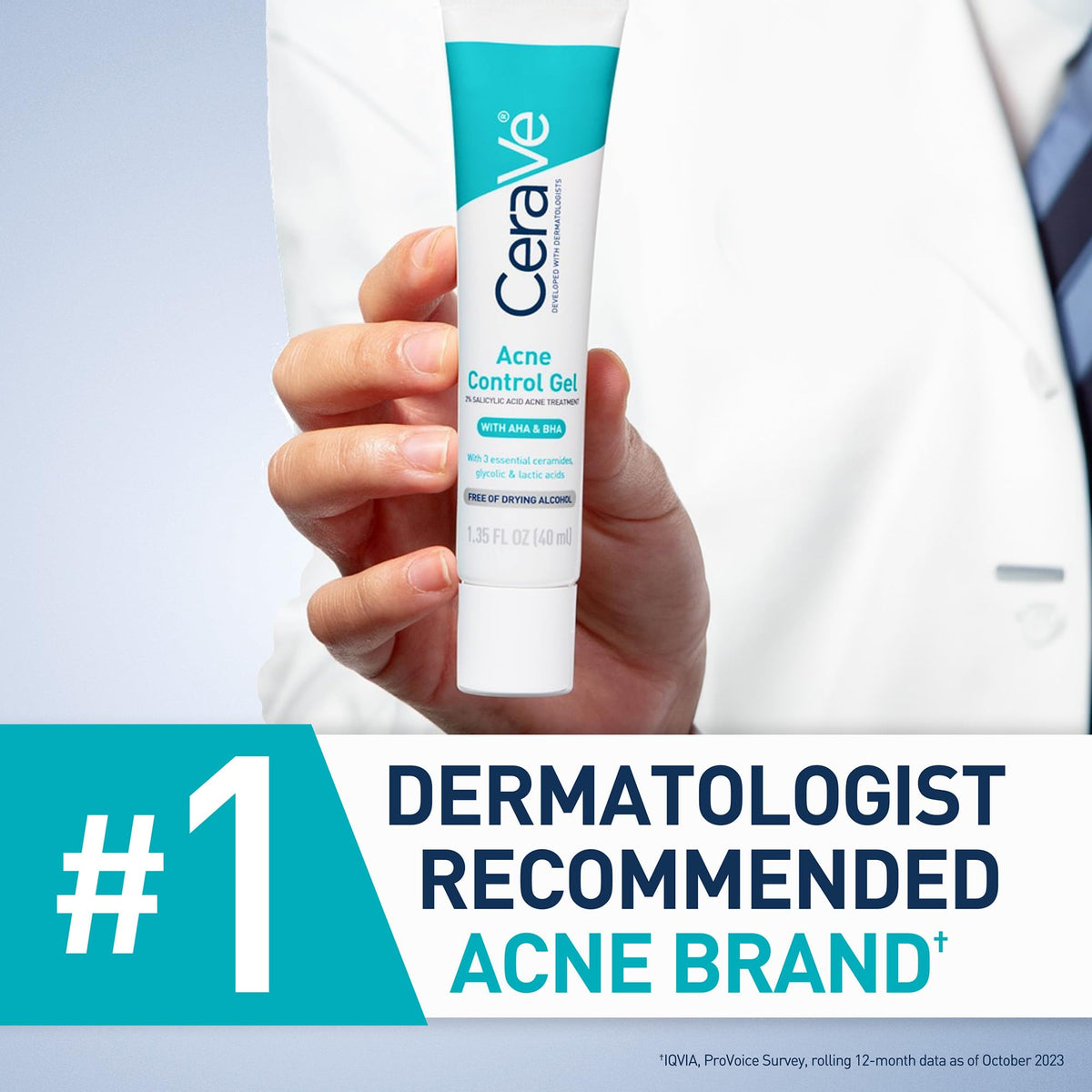 Label highlighting CeraVe active acids and ceramides, ingredient transparency benefit