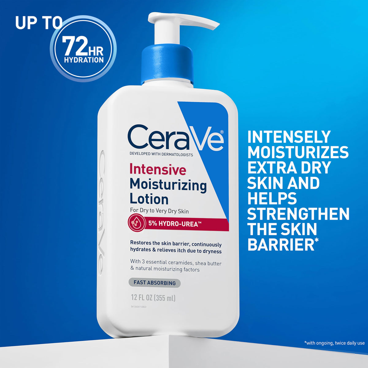 Applying CeraVe lotion on forearm to soothe dry itchy skin quickly