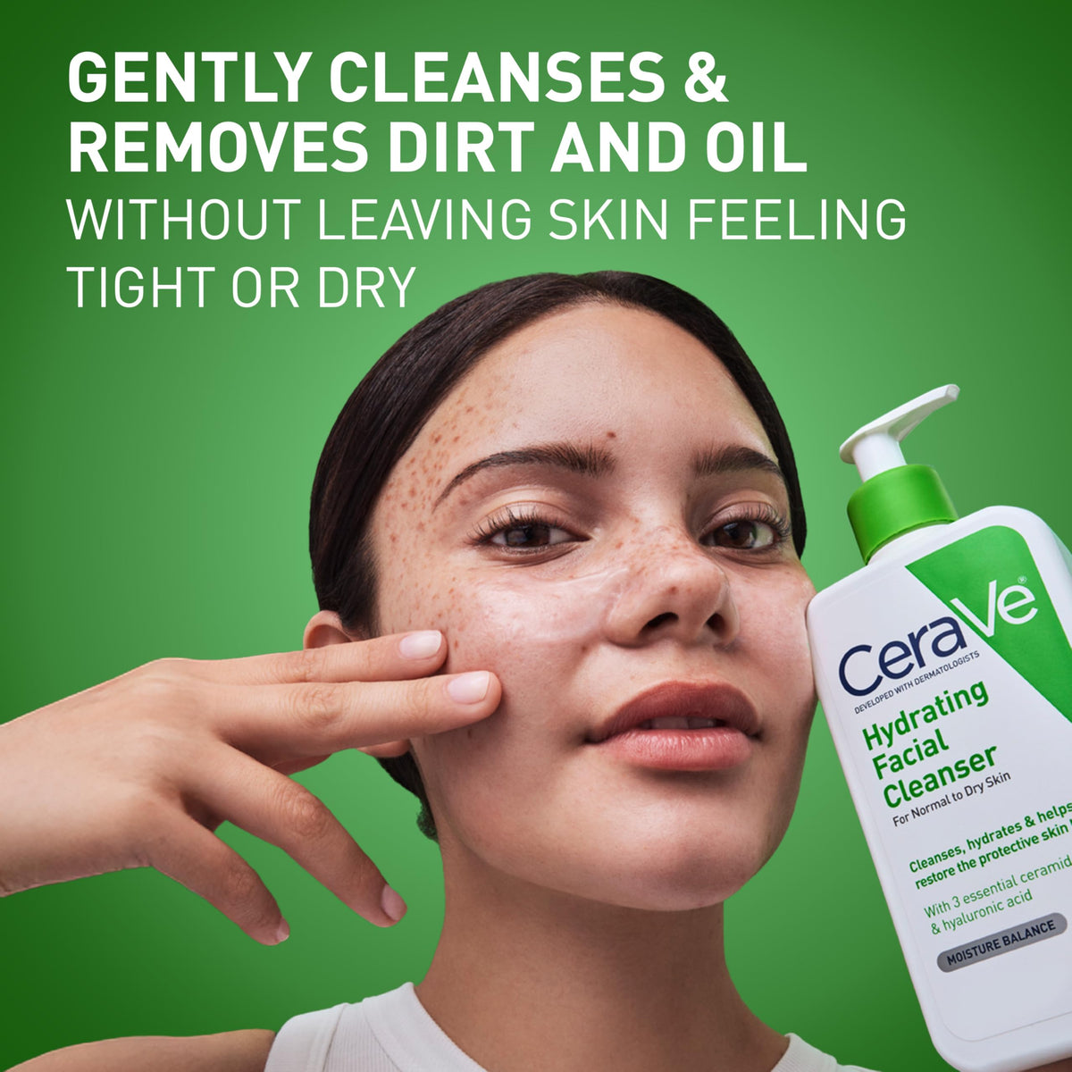 CeraVe pump and label close-up showing readable ingredients and benefits