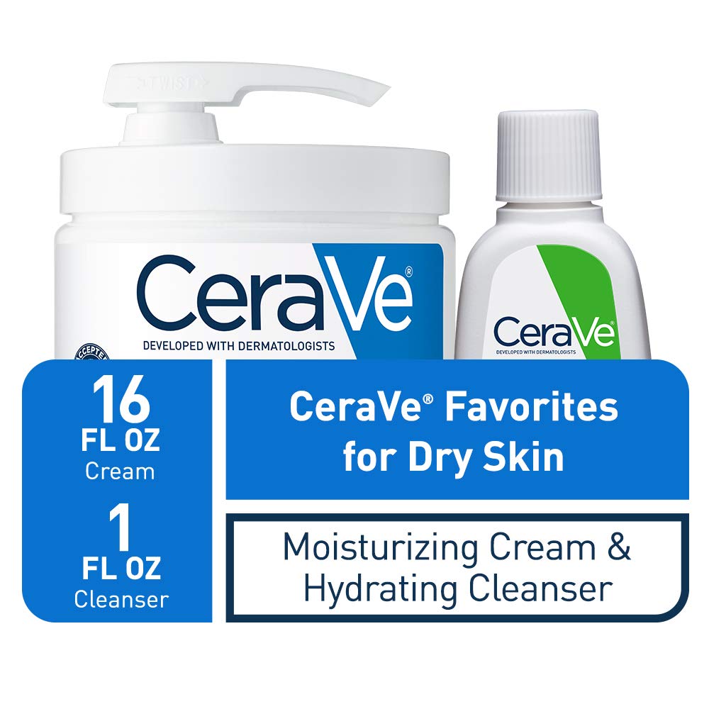CeraVe moisturizing cream pump close-up with creamy texture, fast absorption visible