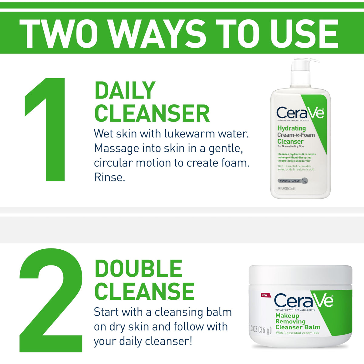 CeraVe cream texture on palm delivering gentle hydration