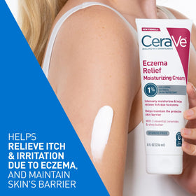 CeraVe tub open top showing amount of cream ready for application and easy scoop