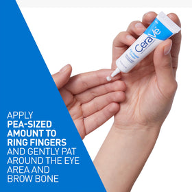 CeraVe application demo patting cream under eye for reduced puffiness