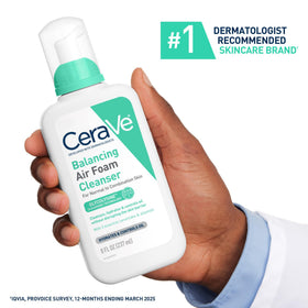 CeraVe foam on hand demonstrating gentle cleansing and control
