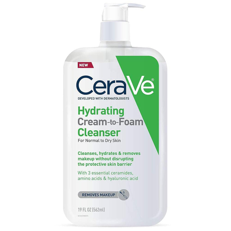 CeraVe front packaging showing 19 oz cleanser and benefits