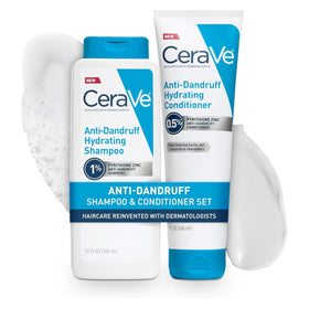 CeraVe front packaging showing shampoo and conditioner for flake control benefit
