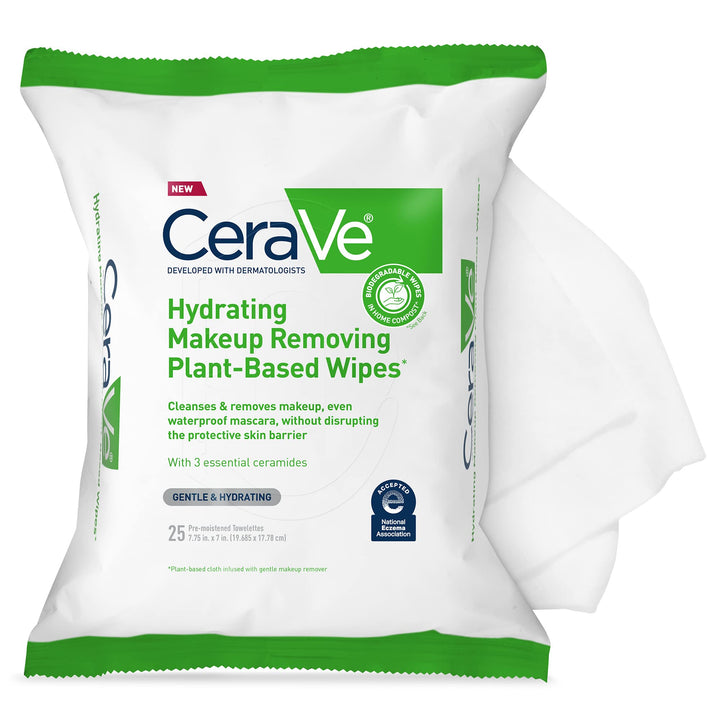 CeraVe front packaging showing 25-count wipes and benefits