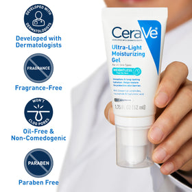 CeraVe moisturizer swatched on hand, illustrating quick absorption and matte finish
