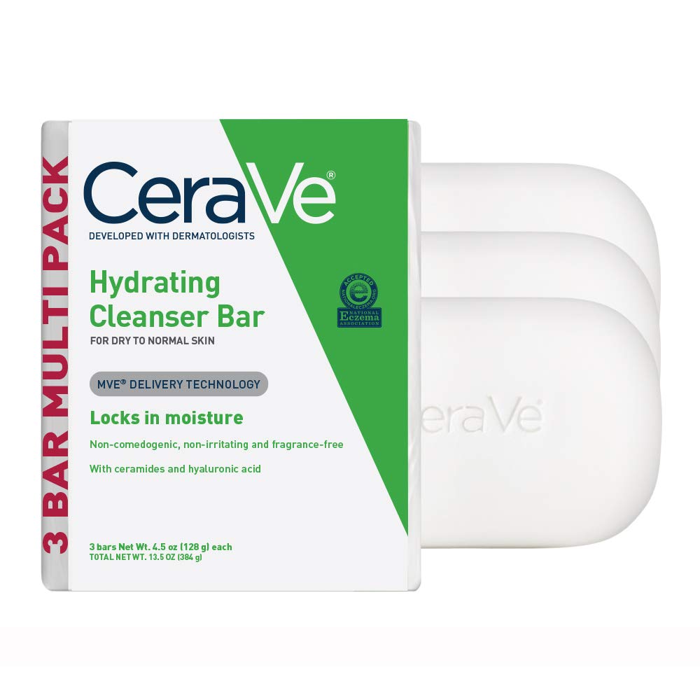 CeraVe front packaging of hydrating cleanser bar showing product benefits