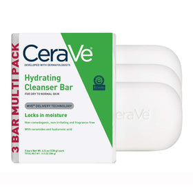 CeraVe front packaging of hydrating cleanser bar showing product benefits